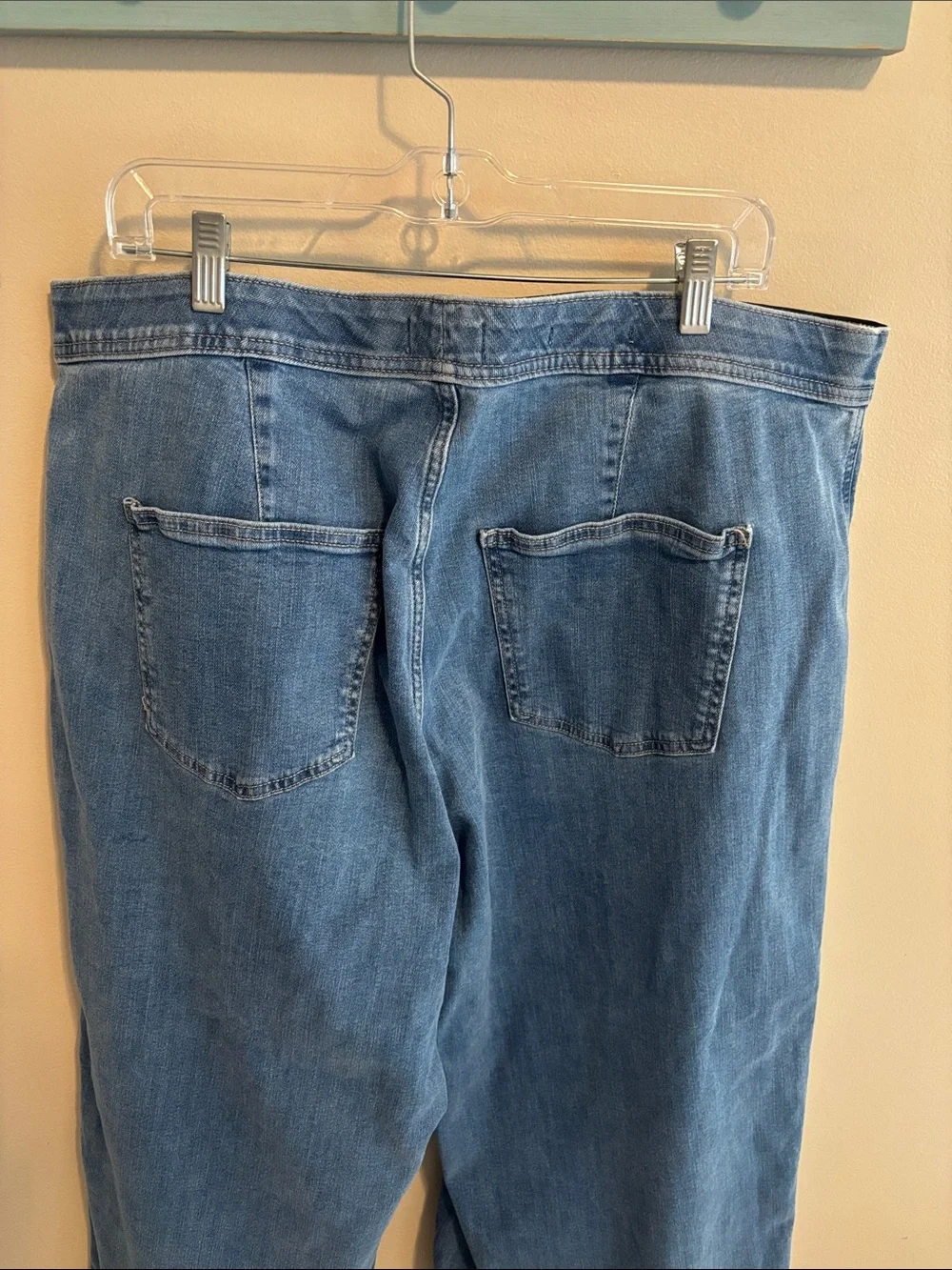 Ava & Viv High Rise Wide Leg Cropped Jeans Size 18 Blue Stretch Denim Plus